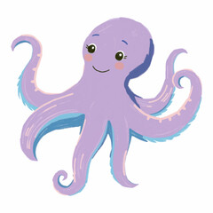 Illustration of a Playful Octopus with Wavy Tentacles, Perfect for Ocean and Marine Themed Designs