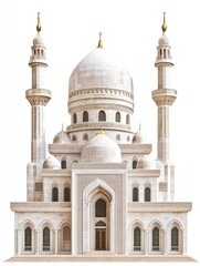 Fototapeta premium Five-domed building, tall minarets, Islamic architecture.
