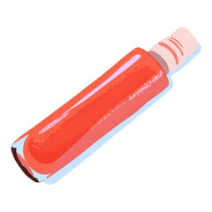 Illustration of a Shiny Red Lip Gloss Tube - Illustration of Beauty Product. Useful for cosmetics websites and advertisements.
