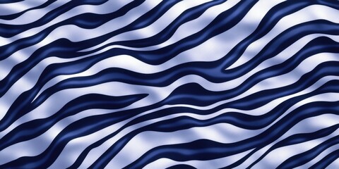 Obraz premium Decorative ocean wave textile design in blue tones with light gray background.