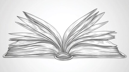 An open book with many pages, symbolizing knowledge and learning.