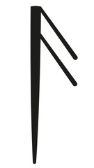 Scandinavian rune Ansuz in black on white background.