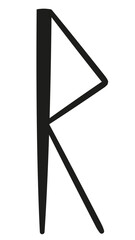 Scandinavian rune Raido in black on white background.