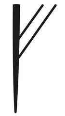 Scandinavian rune Fehu in black on white background.