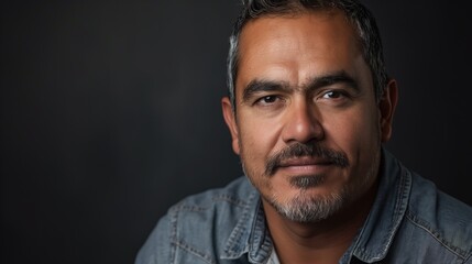 Fototapeta premium Portrait of a serious hispanic immigrant man / Latino immigrant / Migrant 