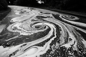 Fototapeta premium Swirling patterns of creamy white texture displayed on a surface evoke a sense of fluidity and movement