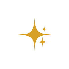 Three stars icon with four corners of faint yellow light. Vector illustration on white background