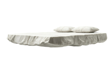 A surreal floating bed concept designed for a dreamlike sanctuary in modern decor isolated on...