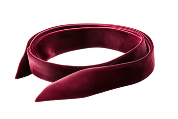 Burgundy velvet ribbon on a white surface, ideal for crafts and fashion accents isolated on...