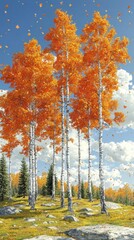 Autumn Landscape With Orange And Yellow Trees
