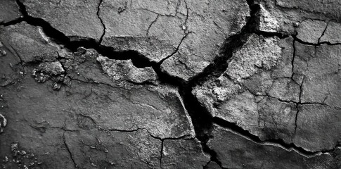 Cracked Earth Shows Drought and Dry Soil with Texture, Desertification Theme