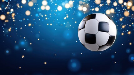Naklejka premium Soccer Ball on Blue Background with Sparkle