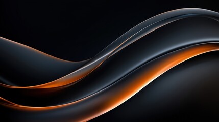 Obraz premium A stunning abstract image featuring flowing black and orange waves on a dark background, perfect for design projects that need visual impact and modern elegance.