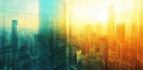 City Skyline Meets Golden Hour in Modern Metropolis Architecture Design