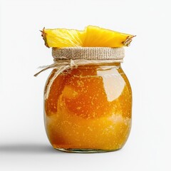 Fresh Pineapple Honey in Jar with Tropical Fruit Garnish