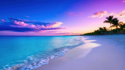 A stunning beach scene showcasing vibrant colors at sunset