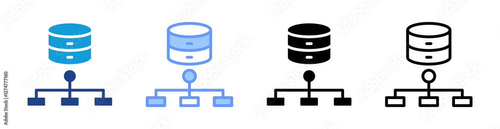 Fototapete database icon set multiple style collection