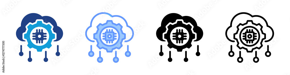 Poster Machine Learning icon set multiple style collection