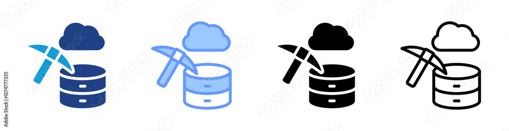 Poster Data Mining icon set multiple style collection