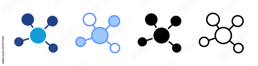 Poster biological network icon set multiple style collection