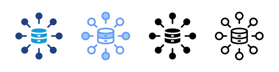 Big Data icon set multiple style collection