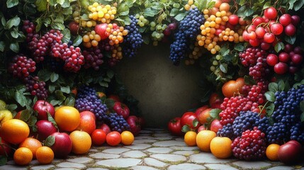 Assortment Of Fresh Fruits And Grapes