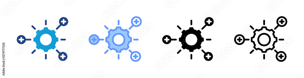 Aufkleber functional enrichment icon set multiple style collection