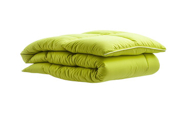 Soft green bedding gracefully suspended in mid-air with a light and airy feel isolated on transparent background