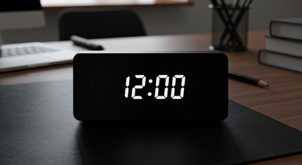 Digital Clock on Sleek Office Desk