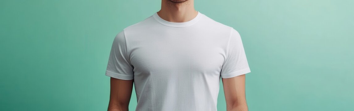 Man in a white shirt poses against a light blue background showcasing confidence and style