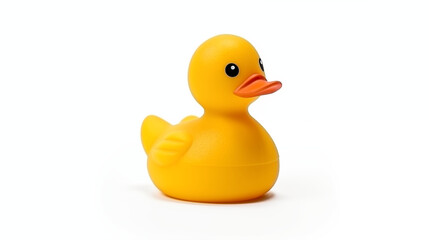 Yellow duck toy isolated on a white background