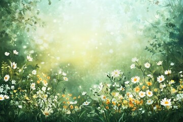 Fototapeta premium Dreamy floral scene, soft light, daisies.