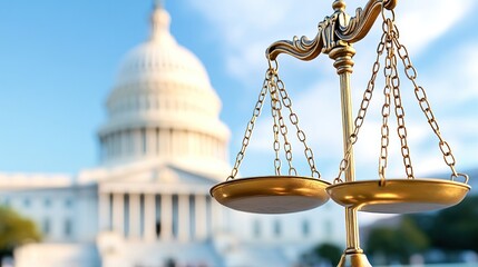 Us Capitol Building with Scales of Justice Image