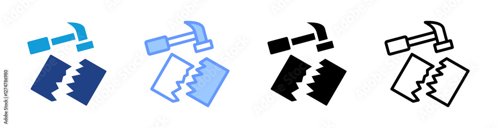 Poster disruptor icon set multiple style collection