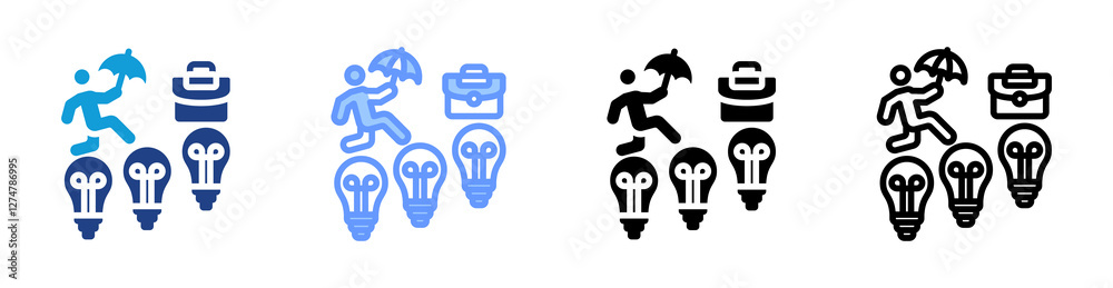 Poster serial entrepreneur icon set multiple style collection