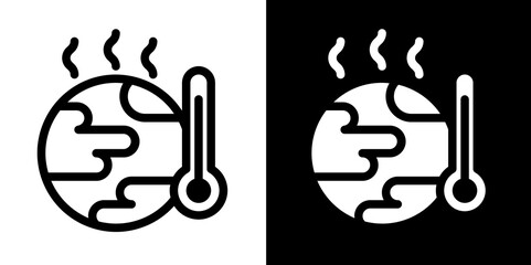 global warming line and glyph icon, outline and glyph vector sign, linear and glyph style pictogram isolated on white and black. ecology symbol, logo, icon, illustration