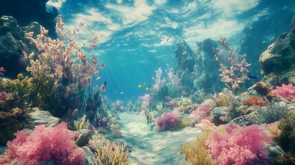 Vibrant Underwater Coral Reef Paradise: A Serene Ocean Scene