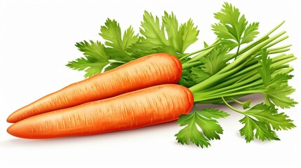 Fresh carrot with green leaves, perfect for healthy dishes or snacking. Vibrant color and packed with nutrients.