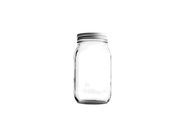 Clear glass jar illuminated by soft light against a clean background showcasing its empty interior isolated on transparent background