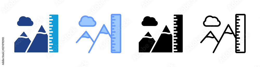 Poster elevation icon set multiple style collection