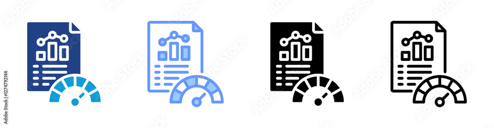 Fototapete benchmark icon set multiple style collection