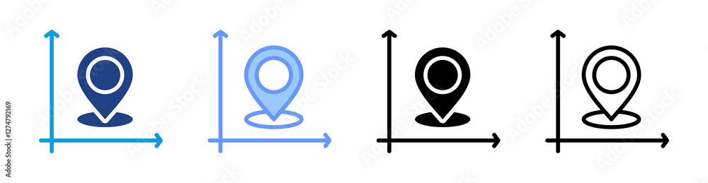 Poster Coordinate icon set multiple style collection