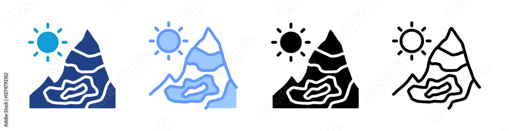 Poster Topography icon set multiple style collection