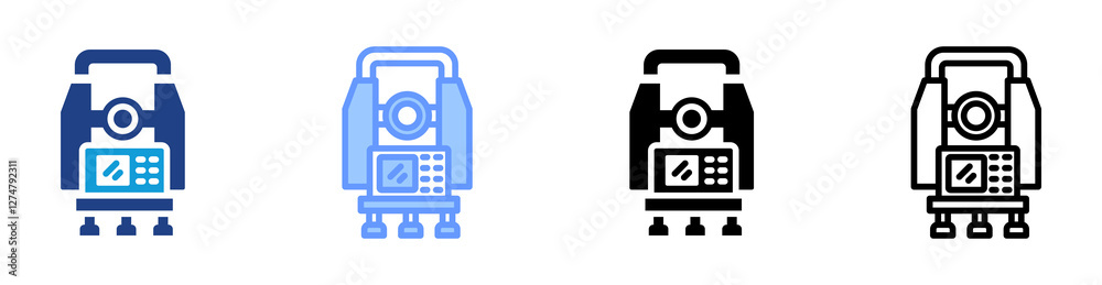 Poster Theodolite icon set multiple style collection