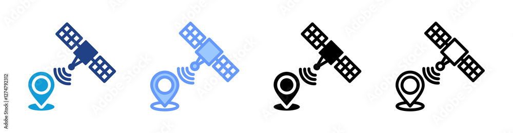 Poster Global Positioning System icon set multiple style collection