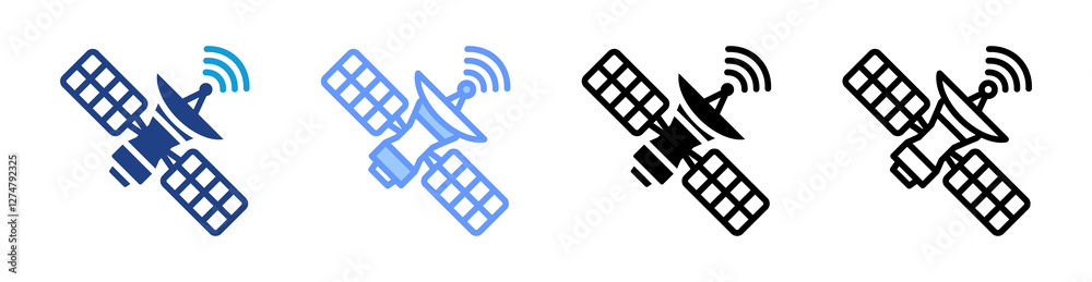 Poster Satellite icon set multiple style collection