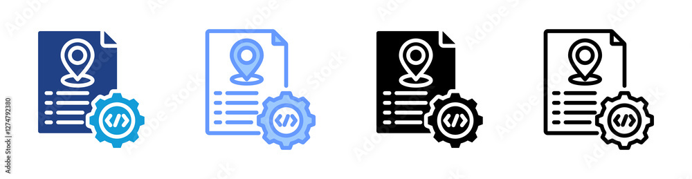 Poster Geographic Information System icon set multiple style collection
