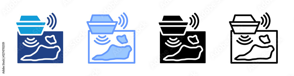 Aufkleber hydrographic survey icon set multiple style collection