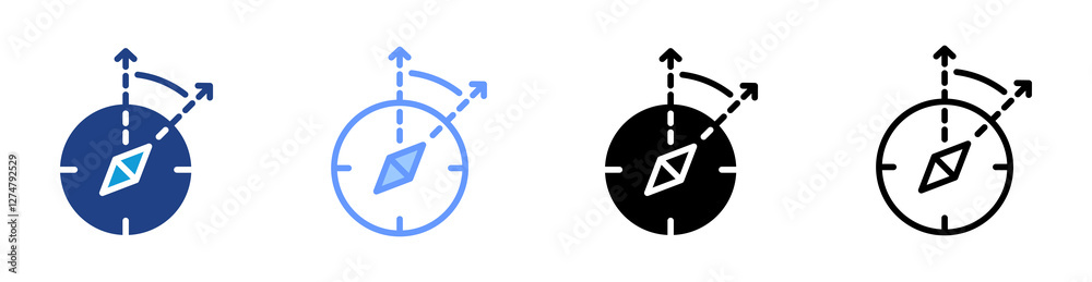 Poster Magnetic Declination icon set multiple style collection