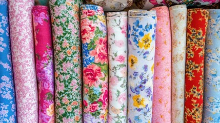Browse our vibrant rolls of fabric in a clean space, perfect for your next DIY project or crafting adventure.